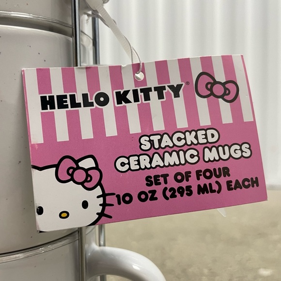 NWT Hello Kitty Different Colored Bows 4pc Stacked Ceramic Mug Set. 10oz - Picture 7 of 7